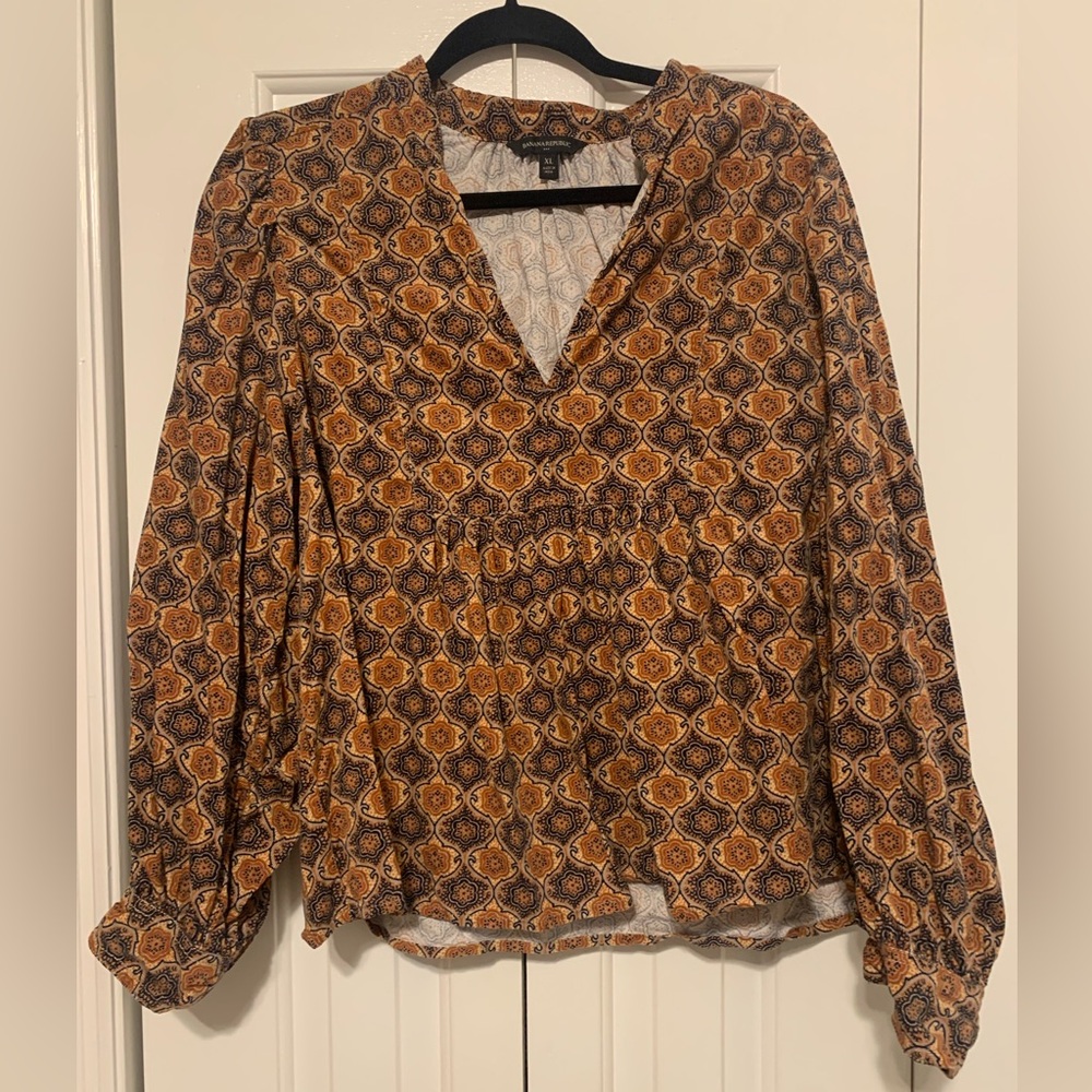 Banana Republic Brown & Tan Corduroy Blouse